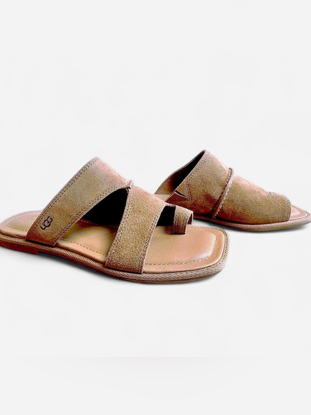 UGG Delray Chestnut Suede Toe Loop Slide Flat Sandals Women's Size 7 Boho Chic E